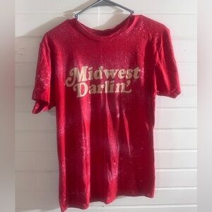 Red with white specs boutique top